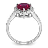 14k White Gold 1/6 carat Lab Grown Diamond VS+ F+ and Natural Ruby Heart Ring